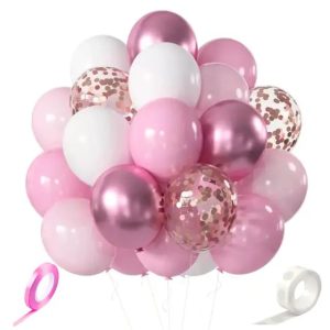 SET 50 GLOBOS ROSA BLANCO