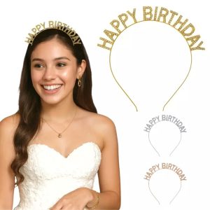 VINCHA METAL CON STRASS HAPPY BIRTHDAY