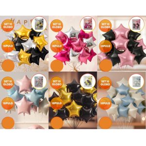 SET 10 GLOBOS ESTRELLA 18P
