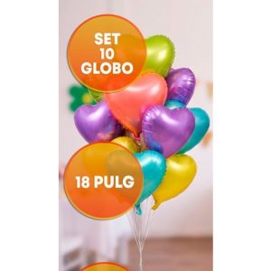 SET 10 GLOBOS CORAZON 18P MULTICOLOR