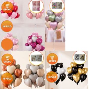 SET 10 GLOBOS CORAZON 18P