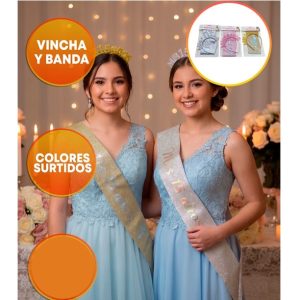 SET BANDA GIBREADA Y VINCHA GOMA EVA 15 AÑOS