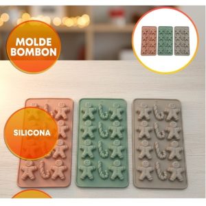 MOLDE SILICONA BOMBONES NAVIDEÑO BASTON JENGIBRE
