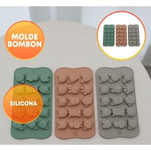 MOLDE SILICONA BOMBONES ANIMALITOS X15