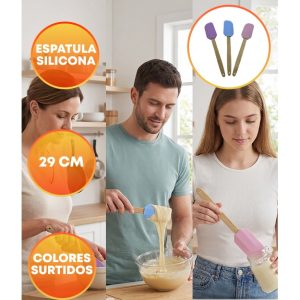ESPATULA SILICONA 29CM MANGO MADERA