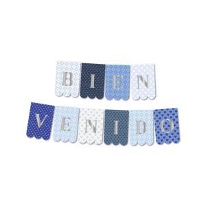 BANDERIN BIENVENIDO CELESTE CON STAMPING