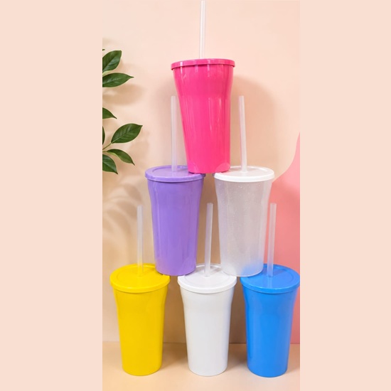 VASO PLASTICO 375CC TAPA Y SORBETE LILA