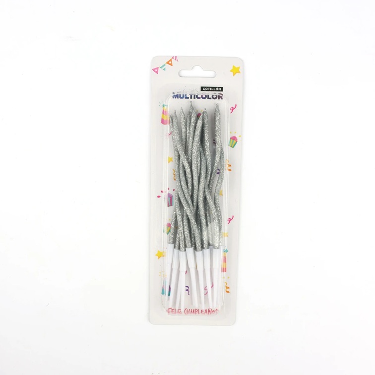 VELAS CURVAS GIBRE X12 PLATA