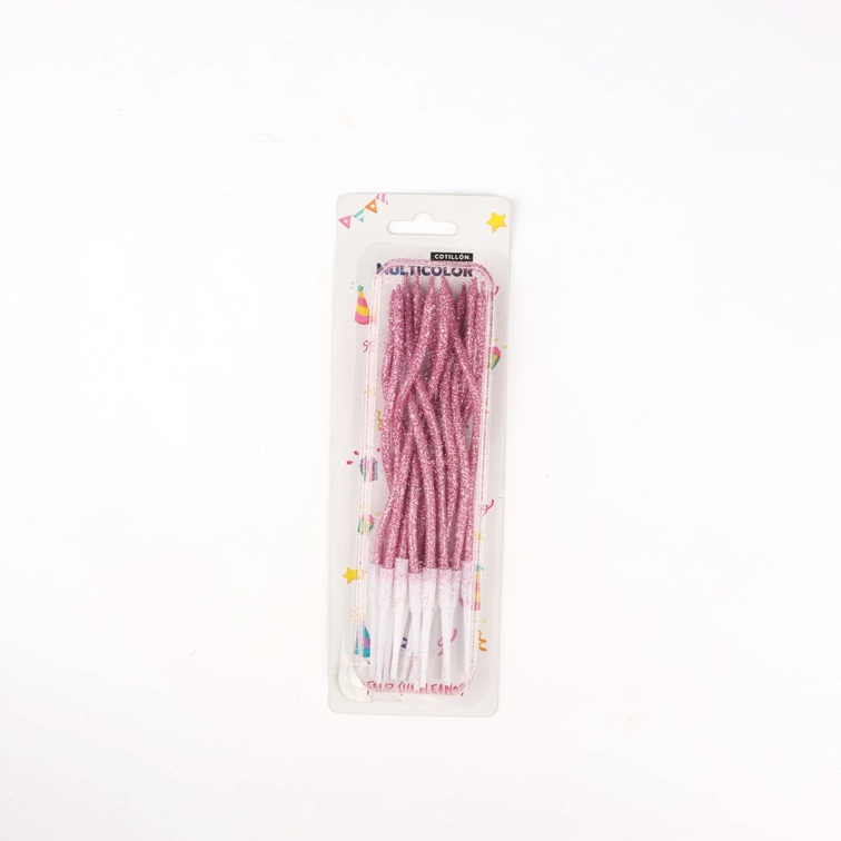 VELAS CURVAS GIBRE X12 ROSA