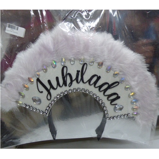 VINCHA FRASE CON PLUMA JUBILADA