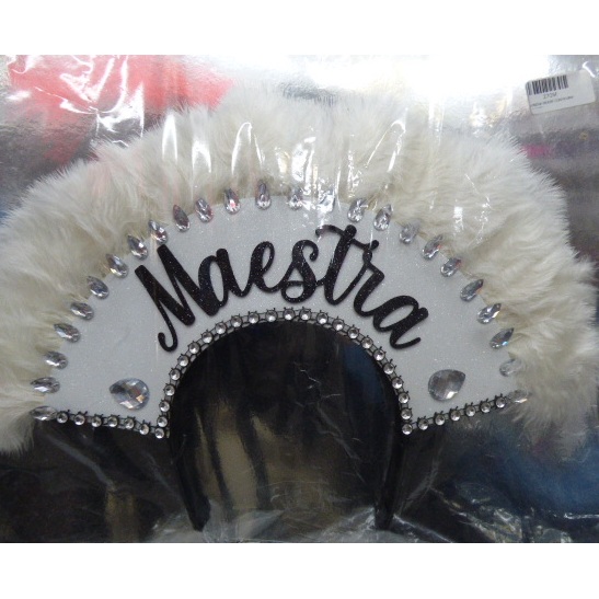 VINCHA FRASE CON PLUMA MAESTRA