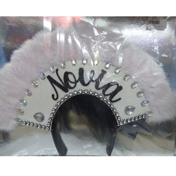 VINCHA FRASE CON PLUMA NOVIA