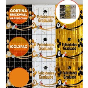 CORTINA METALIZADA 2X1 MT EGRESADO CUADROS