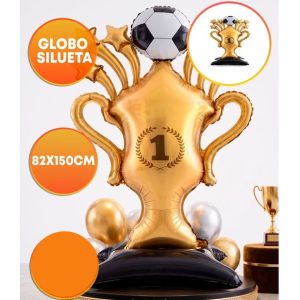 GLOBO FOIL CON BASE FUTBOL TROFEO 150CM