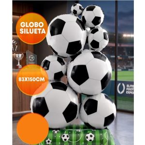 GLOBO FOIL CON BASE FUTBOL PIRAMIDE PELOTAS 150CM