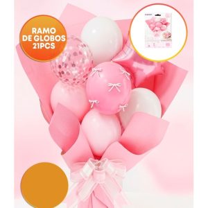 SET GLOBO RAMO 21 PIEZAS ROSA