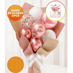 SET GLOBO RAMO 21 PIEZAS ROSA GOLD