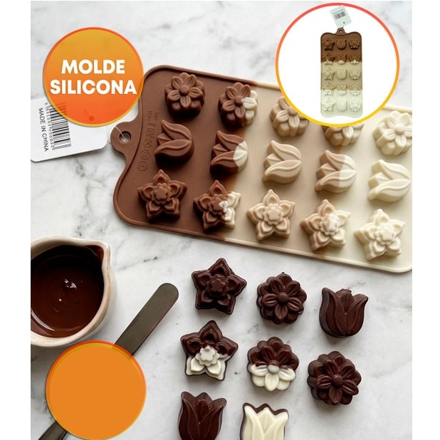MOLDE SILICONA BOMBONES FLORES