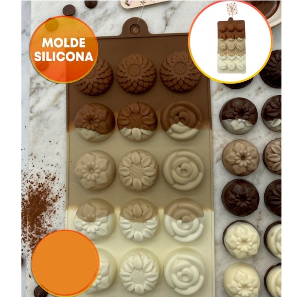 MOLDE SILICONA BOMBONES FLORES SURTIDAS
