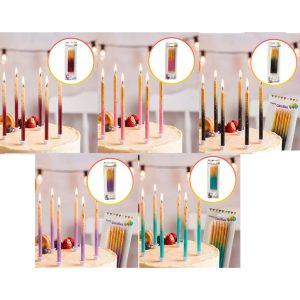 VELAS X 6 BICOLOR CON MANCHAS DORADAS