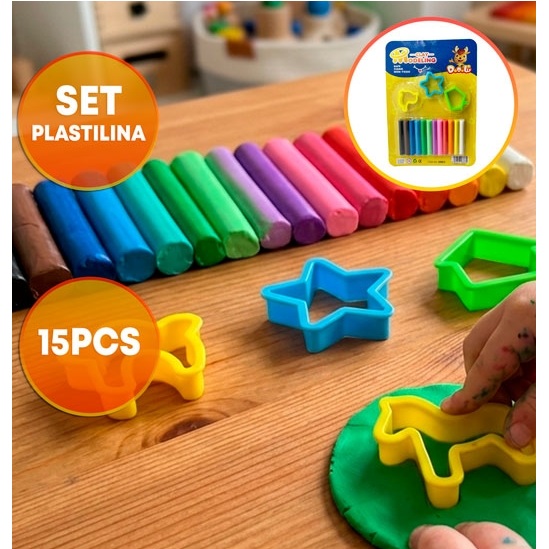 PLASTILINA CON CORTANTES 15 PIEZAS