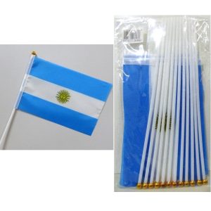 BANDERA ARGENTINA TELA 14X21 CON PALITO X12