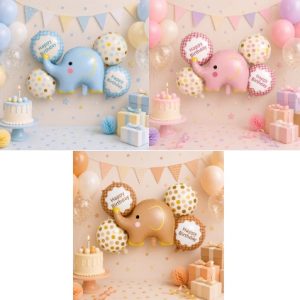 SET 5 GLOBOS HAPPY BIRTHDAY ELEFANTE
