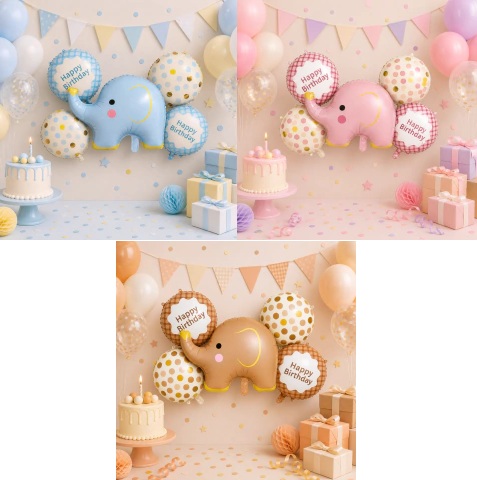 SET 5 GLOBOS HAPPY BIRTHDAY ELEFANTE