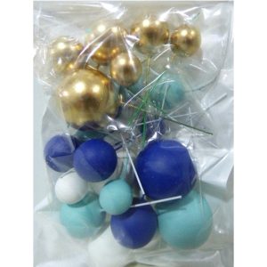 ADORNO PARA TORTA ESFERAS X24 AZUL BLANCO CELESTE