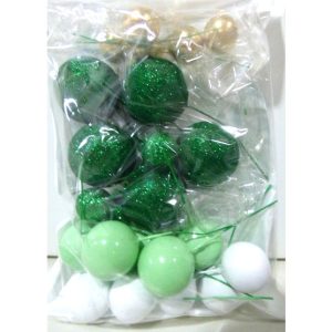 ADORNO PARA TORTA ESFERAS X24 VERDE BLANCO ORO