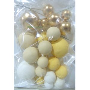 ADORNO PARA TORTA ESFERAS X24 AMARILLO BLANCO ORO