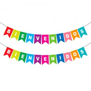 BANDERIN BIENVENIDOS / BIENVENIDAS MULTICOLOR