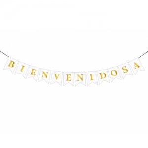 BANDERIN BIENVENIDOS / BIENVENIDAS BLANCO