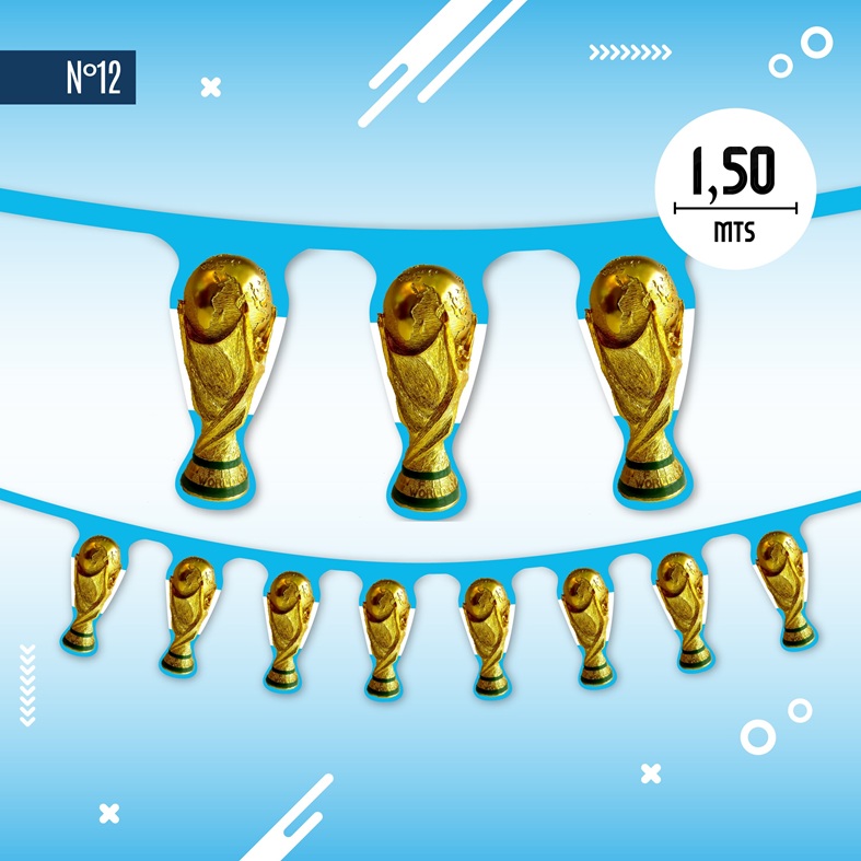 BANDERIN ARGENTINA TELA COPA DEL MUNDO 1,5MTS