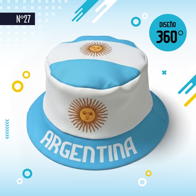 GORRO TELA ARGENTINA CELESTE Y BLANCO ARGENTINA