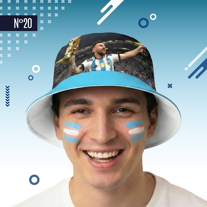 GORRO TELA ARGENTINA MESSI CON LA COPA