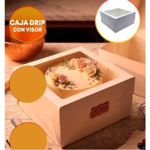 CAJA DRIP CAKE CON VISOR 19X19X15 CM BLANCA