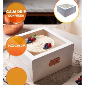 CAJA DRIP CAKE CON VISOR 30X30X15 CM BLANCA
