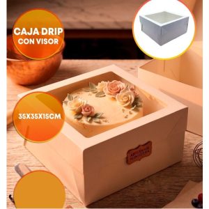 CAJA DRIP CAKE CON VISOR 35X35X15 CM BLANCA