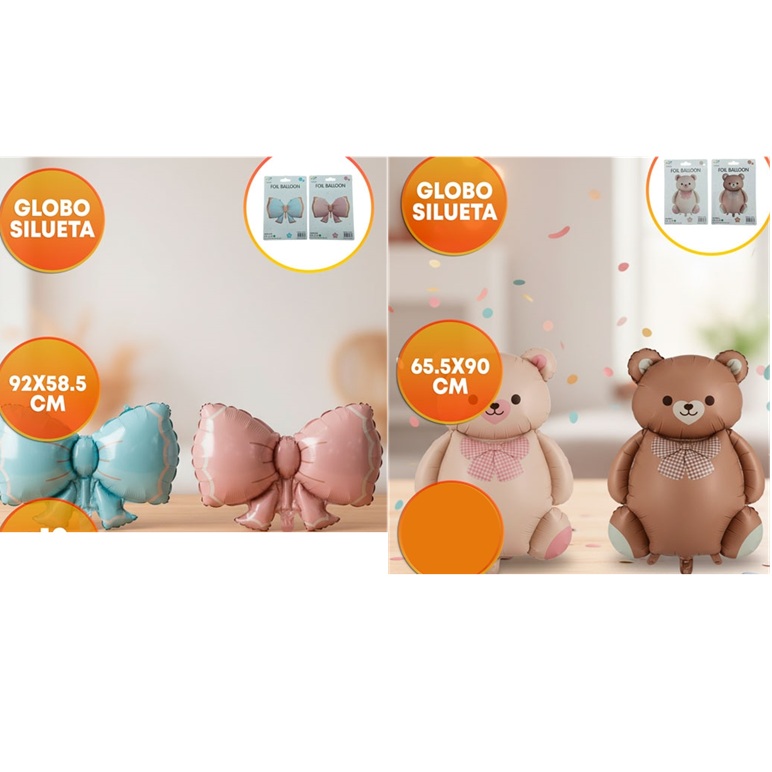 GLOBO FOIL SILUETA 90CM OSO / MOÑO