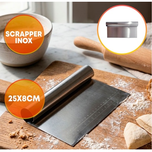 ESPATULA SCRAPER INOXIDABLE CON REGLA 25CM