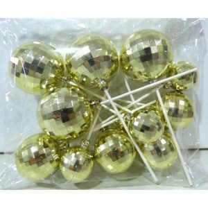 ADORNO PARA TORTA BOLAS DISCO X12 DORADO