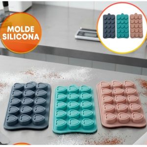 MOLDE SILICONA BOMBONES CORAZONES X15