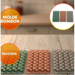 MOLDE SILICONA BOMBONES CORAZONES MINI Y MEDIANOS