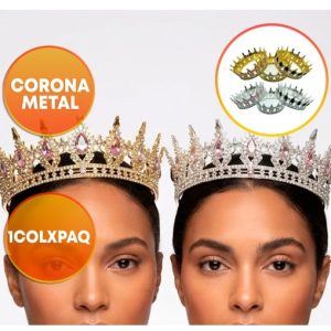 CORONA METAL STRASS Y PIEDRAS 12CM