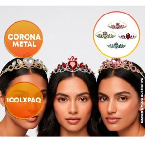 CORONA METAL TIARA CON STRASS Y PIEDRAS CORAZON