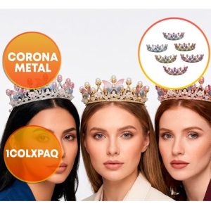 CORONA METAL TIARA CON STRASS Y PERLAS MARIPOSA