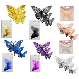 ADORNO MARIPOSAS 3D METALIZADA X12