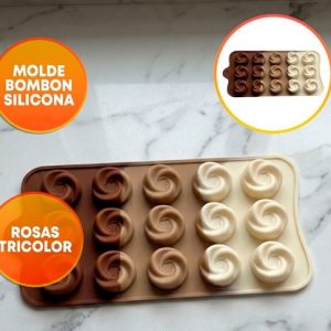 MOLDE SILICONA BOMBONES FLORES ROSAS X15