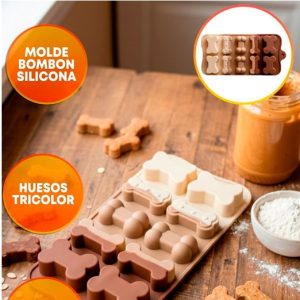 MOLDE SILICONA BOMBONES HUESOS SURTIDOS X10